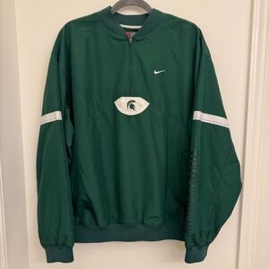 Michigan State Spartans Nike 1/4 Zip Pullover Windbreaker Mens Medium MSU